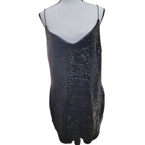 Sky Plus Black Sequin Minidress Size 2X Bodycon Lined